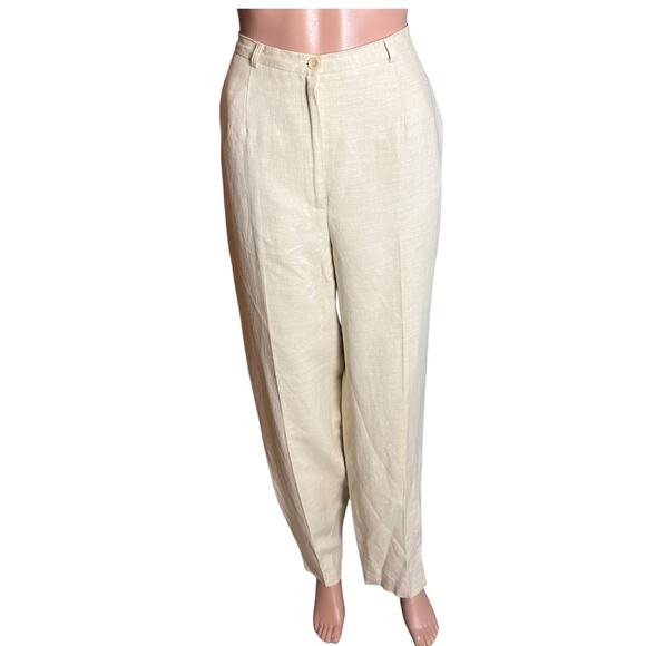 Lands’ End Linen Blend Pants Suit 10 Structured Preppy Neutral Minimalist Career - Picture 5 of 8